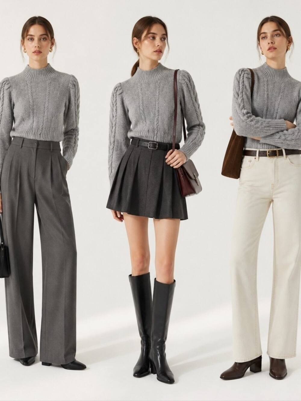 Loft Gray Cable Knit Women's Sweater
